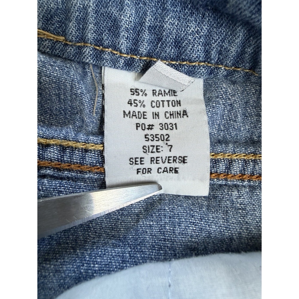 Vintage Y2K Women's Micro Mini Cut Off Raw Hem Distressed Denim Skirt Size 7 - Picture 5 of 8